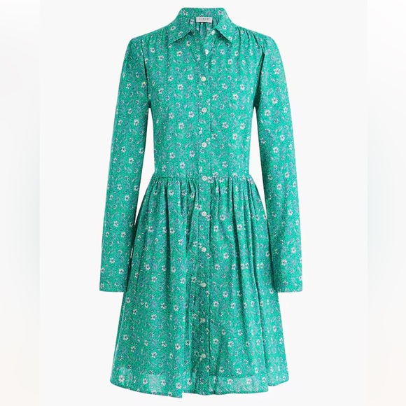 J. Crew Factory Dresses & Skirts - J. Crew Factory Printed Cotton Mini Shirtdress Sundress Women’s 0 Green BF854